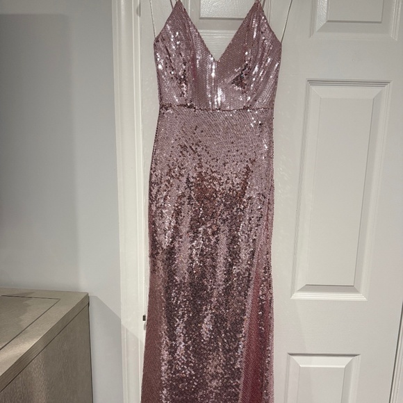 Alex Perry Pink Sequin Satin Crepe Gown - Picture 4 of 10